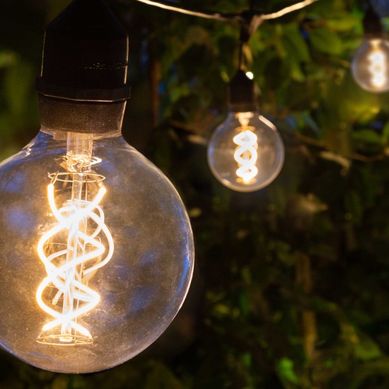 15' G95 Suspended FlexFilament TM LED Edison Bulb Globe Lights Commercial Black Wire