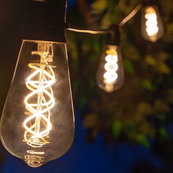 15' ST64 FlexFilament TM LED 5W Edison Bulb Patio Lights, Commercial Black Wire