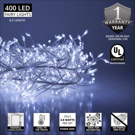 Cool White LED Fairy Garland Lights, Silver Wire