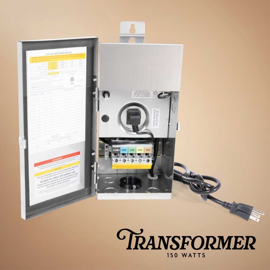  150W Stainless Steel Landscape Lighting Transformer, 4 Outputs