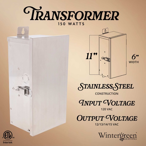  150W Stainless Steel Landscape Lighting Transformer, 4 Outputs