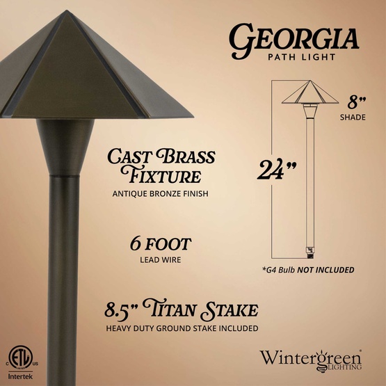24" Georgia Parasol Garden Light, 8" Hat, Antique Bronze