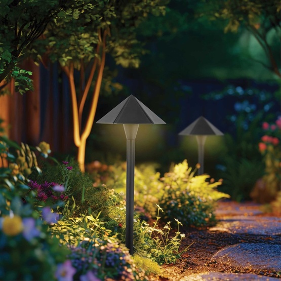 24" Georgia Parasol Garden Light, 8" Hat, Black