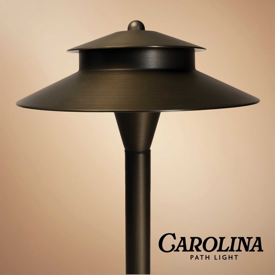 24" Carolina Two-Tier Garden Light, 8" Hat, Antique Bronze