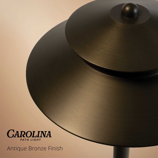 24" Carolina Two-Tier Garden Light, 8" Hat, Antique Bronze