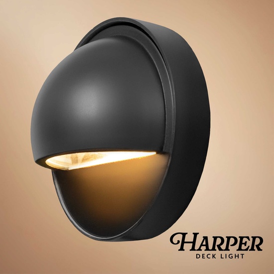 Harper Outdoor Low Voltage Landscape Lighting Deck Light, Black