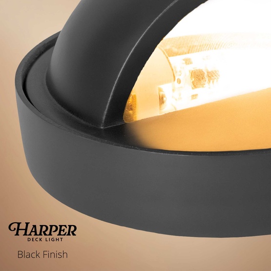 Harper Outdoor Low Voltage Landscape Lighting Deck Light, Black