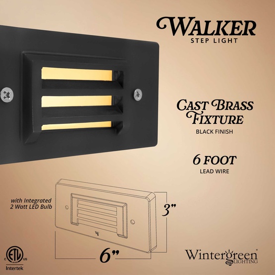 2W 240-Lumen Walker Exterior Step Light, Black