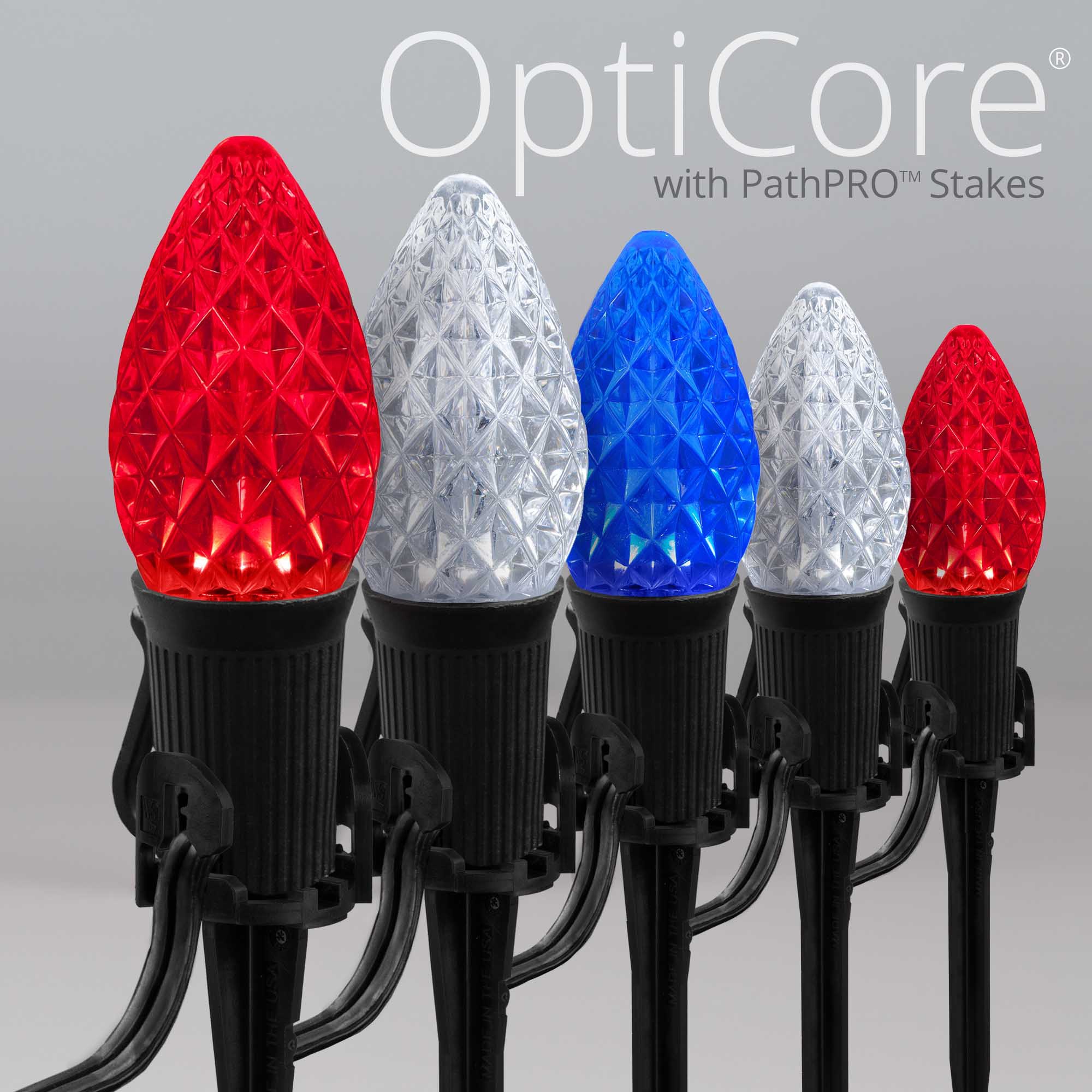 Christmas Lights - C7 Red / White / Blue Commercial LED