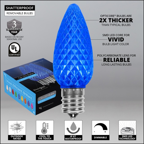 C9 Blue OptiCore LED Pathway Lights, 25 Lights, 25', 5 Inch PathPRO Stakes