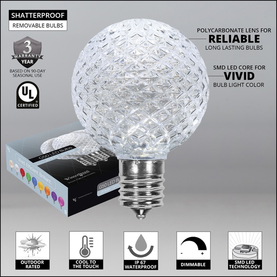 G50 Cool White OptiCore LED Globe Light Bulbs