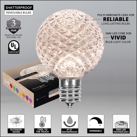 G50 Warm White OptiCore LED Globe Light Bulbs