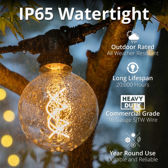 15' G95 FlexFilament TM LED Edison Bulb Globe Lights Commercial Black Wire