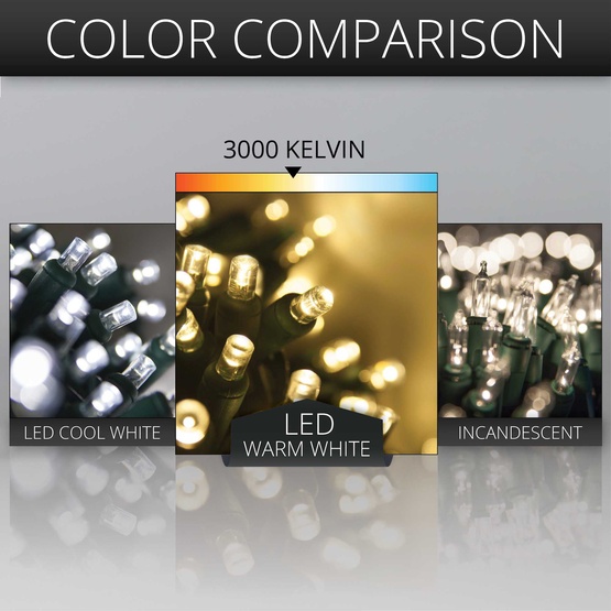 70 5mm Warm White LED Christmas Lights, 4" Spacing, Contractor Pack