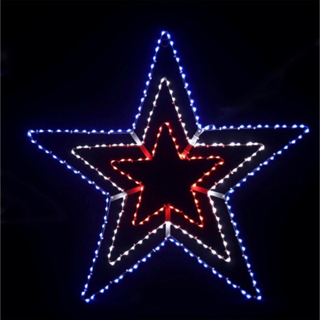 31" LED Patriotic Red White and Blue Triple Star 