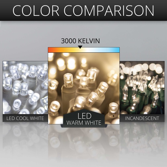 15 Warm White Indoor String Lights, LED 5MM, White Wire