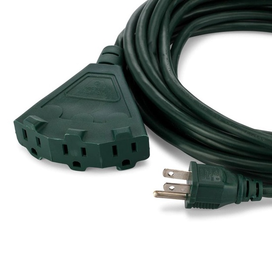 6' Green Multi Outlet Extension Cord, Indoor / Outdoor Use