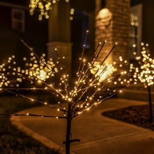 36" Brown Glimmer Spray Lighted Branches, Warm White LED Twinkle Lights, 1 pc