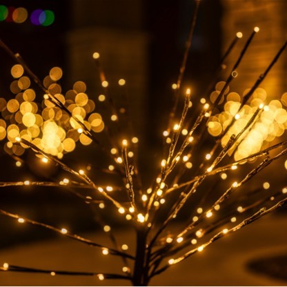 36" Brown Glimmer Spray Lighted Branches, Warm White LED Twinkle Lights, 1 pc
