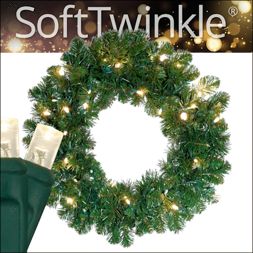 24" Pre-lit Commercial Oregon Fir LED Holiday Wreath, 50 Warm White SoftTwinkle Lights
