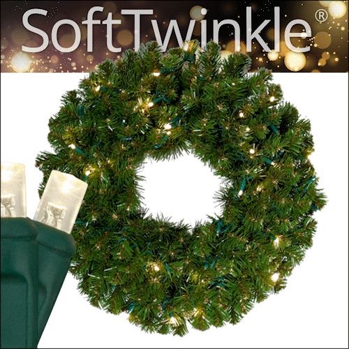 24" Pre-lit Commercial Sequoia Fir LED Christmas Wreath, 50 Warm White SoftTwinkle Lights