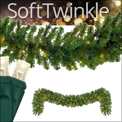 9' x 14" Sequoia Fir SoftTwinkle Prelit Commercial LED Christmas Garland, 100 Warm White Lights
