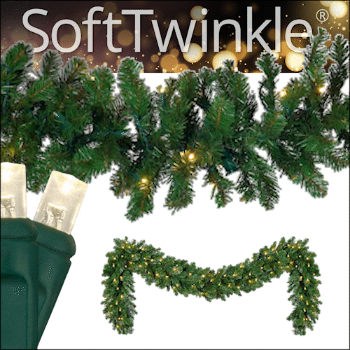 9' x 14" Oregon Fir SoftTwinkle Prelit Commercial LED Christmas Garland, 100 Warm White Lights