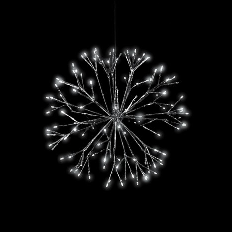 16" Silver UltraBright Starburst Lighted Branches, Pure White LED Flashing Lights, 1 pc