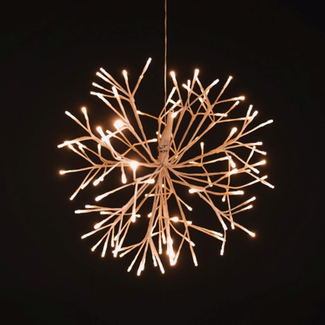 20" White UltraBright Starburst Lighted Branches, Warm White LED Flashing Lights, 1 pc