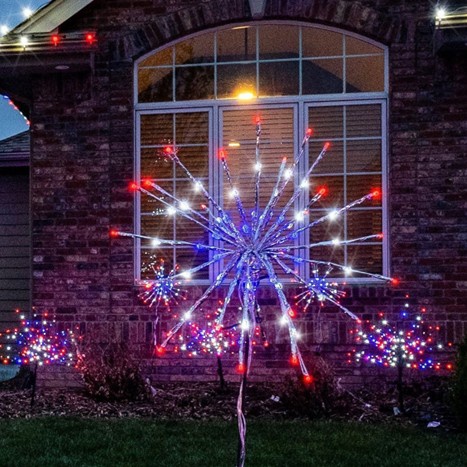 16" Silver SuperNova Starburst Lighted Branches, Red / White / Blue LED Lights, 1 pc
