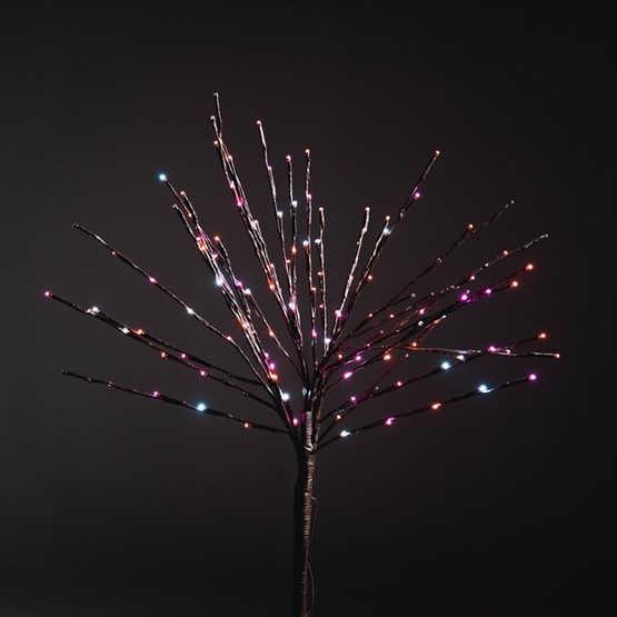 36" Brown Glimmer Spray Lighted Branches, Pink / Amber / Pure White Twinkle (Rose) LED Lights, 1 pc