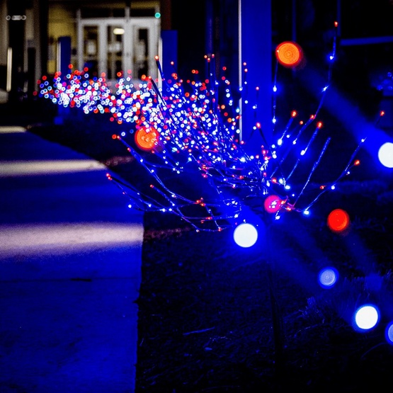 36" Brown Glimmer Spray Lighted Branches with Red / White / Blue LED Lights, 1 pc