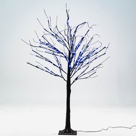 4' Black LED Birch Tree, Purple Lights
