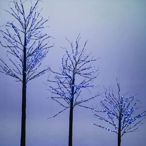 4' Black LED Birch Tree, Purple Lights