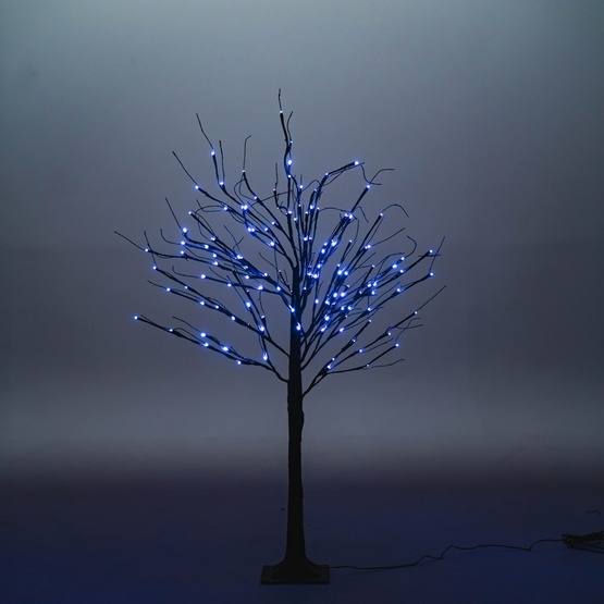 4' Black LED Birch Tree, Purple Lights
