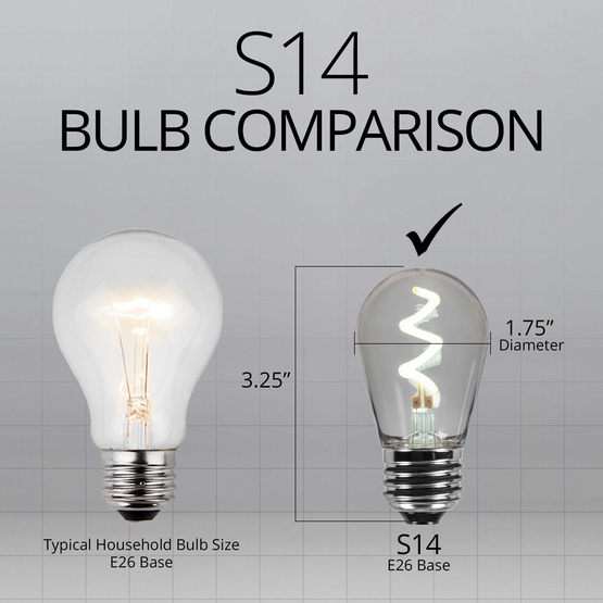 S14 Pure White Zig Zag Filament LED Replacement Bulbs