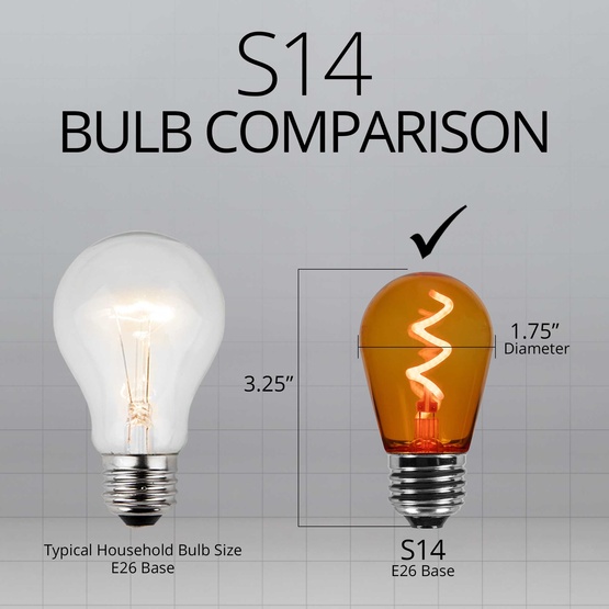 S14 Amber / Orange Zig Zag Filament LED Replacement Bulbs