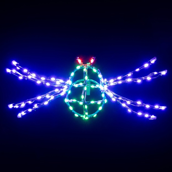 16" 3D Halloween Spider, Green and Purple LED