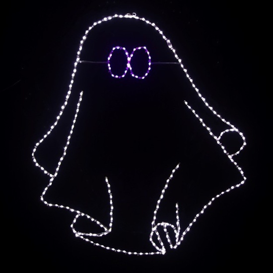 40" Halloween Ghost, Pure White and Purple LED