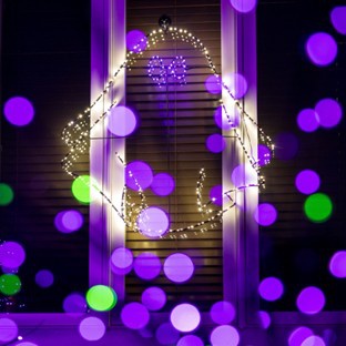 40" Halloween Ghost, Pure White and Purple LED