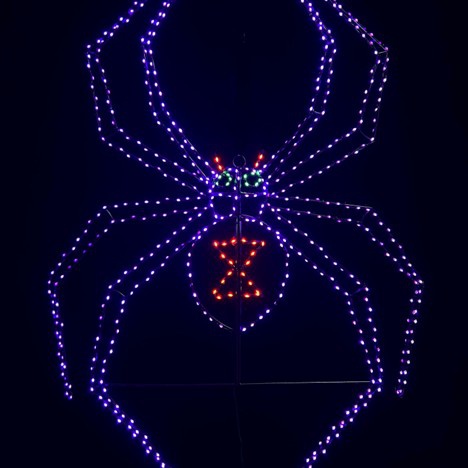 48" Halloween Black Widow Spider, Purple, Red and Green LED