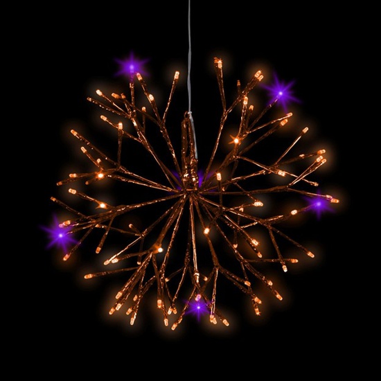 16" Halloween UltraBright Starburst Lighted Branches, Purple / Orange LED Flashing Lights, 1 pc