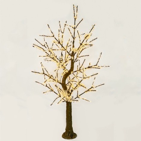 8.5' Black LED Cherry Tree, Warm White Lights