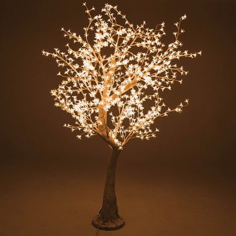 8.5' White LED Cherry Tree, Warm White Lights