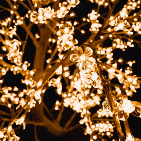 8.5' White LED Cherry Tree, Warm White Lights