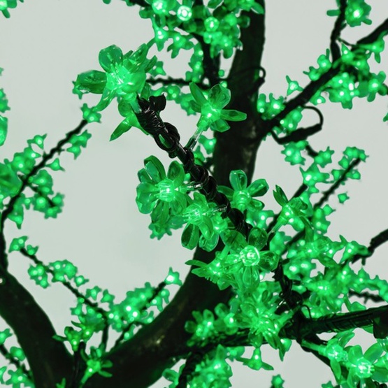 8.5' Black LED Cherry Tree, Green Lights