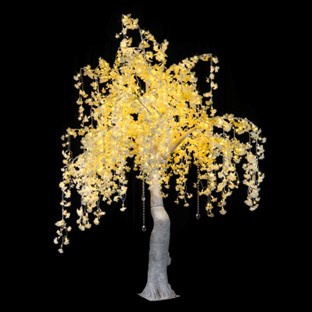 10' White Weeping Willow Tree, Warm White LED Lights