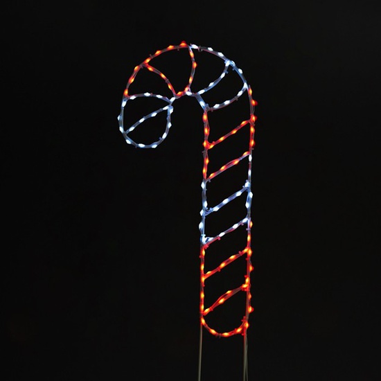 30" Christmas Candy Cane, Cool White and Red LED Lights