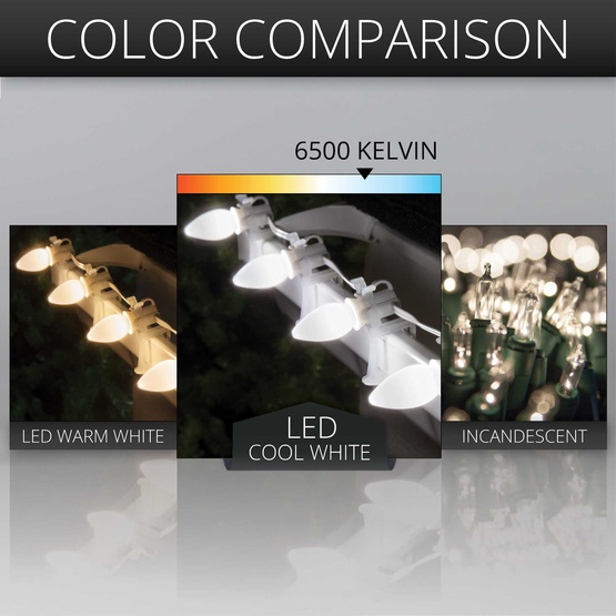 C7 Cool White Smooth OptiCore Commercial LED Christmas String Lights, 25 Lights, 25'