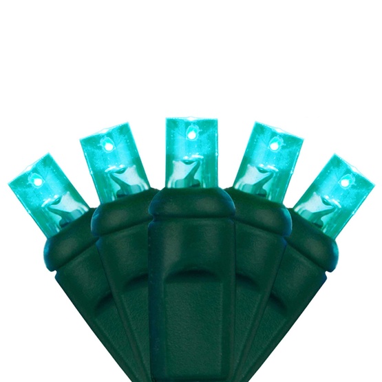 50 5mm Teal LED Christmas Lights, 6" Spacing
